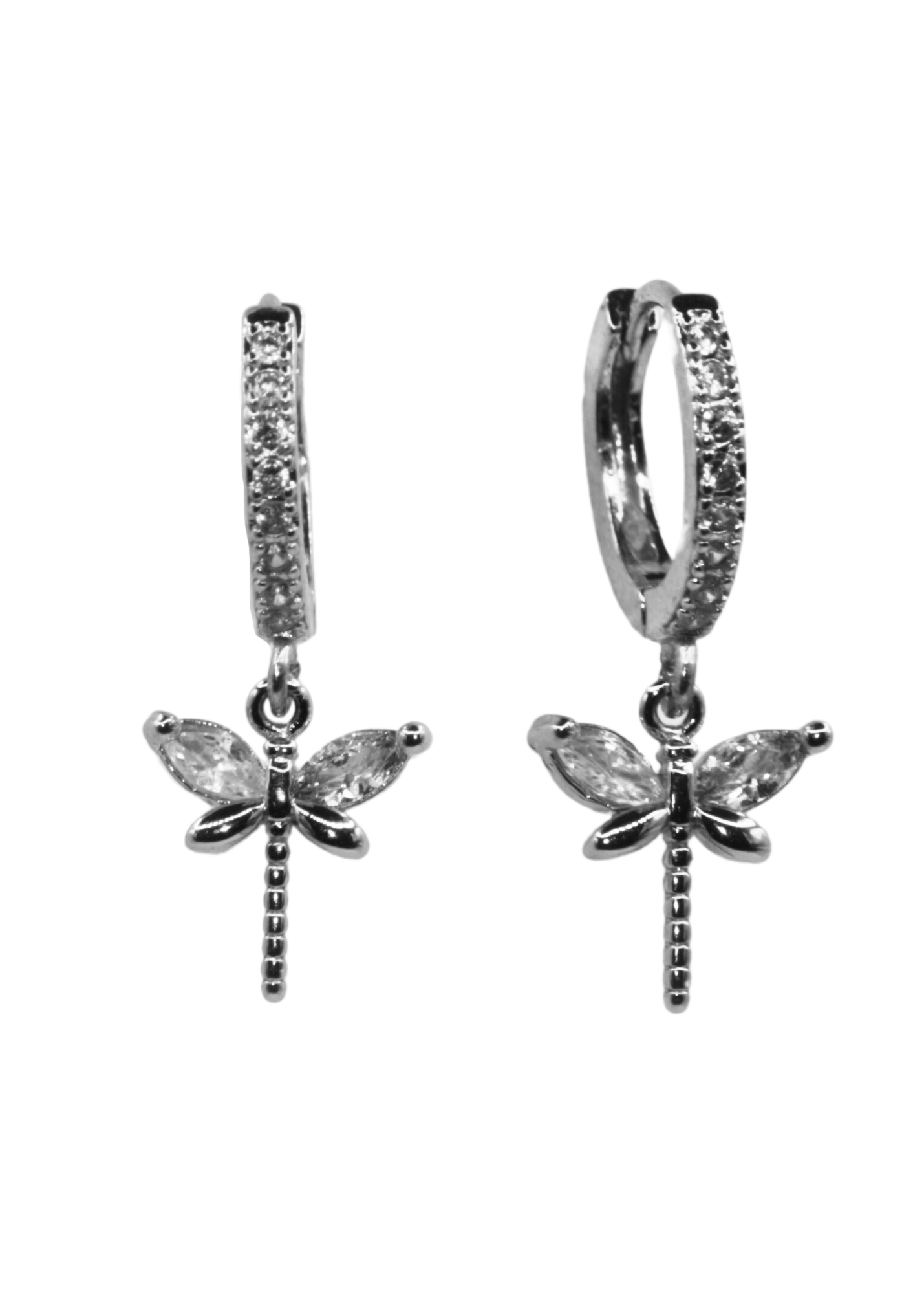 Anisoptera Silver Huggie Earrings