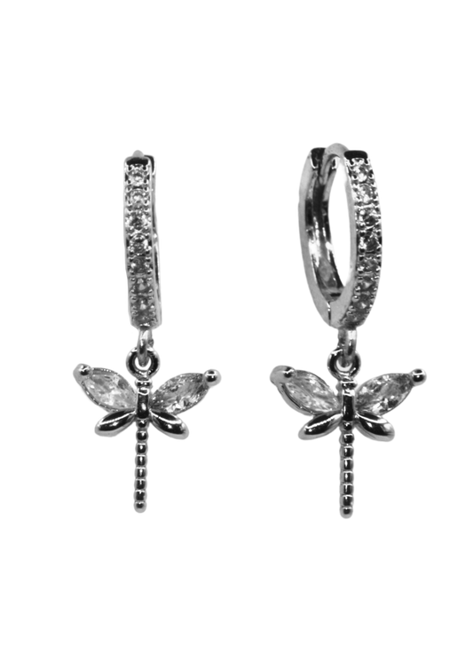 Anisoptera Silver Huggie Earrings
