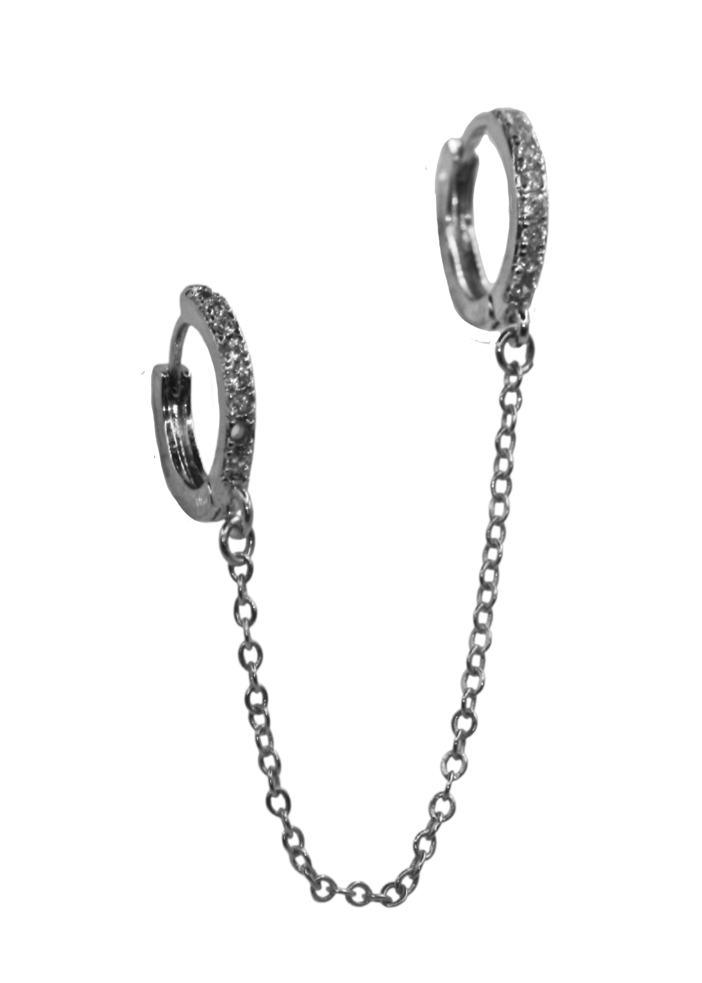 Yasmin Chain Silver Hoop Earrings