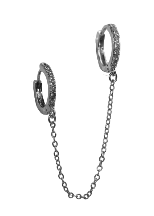 Yasmin Chain Silver Hoop Earrings