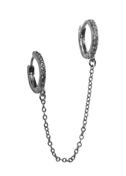 Yasmin Silver Hoop Chain Earrings