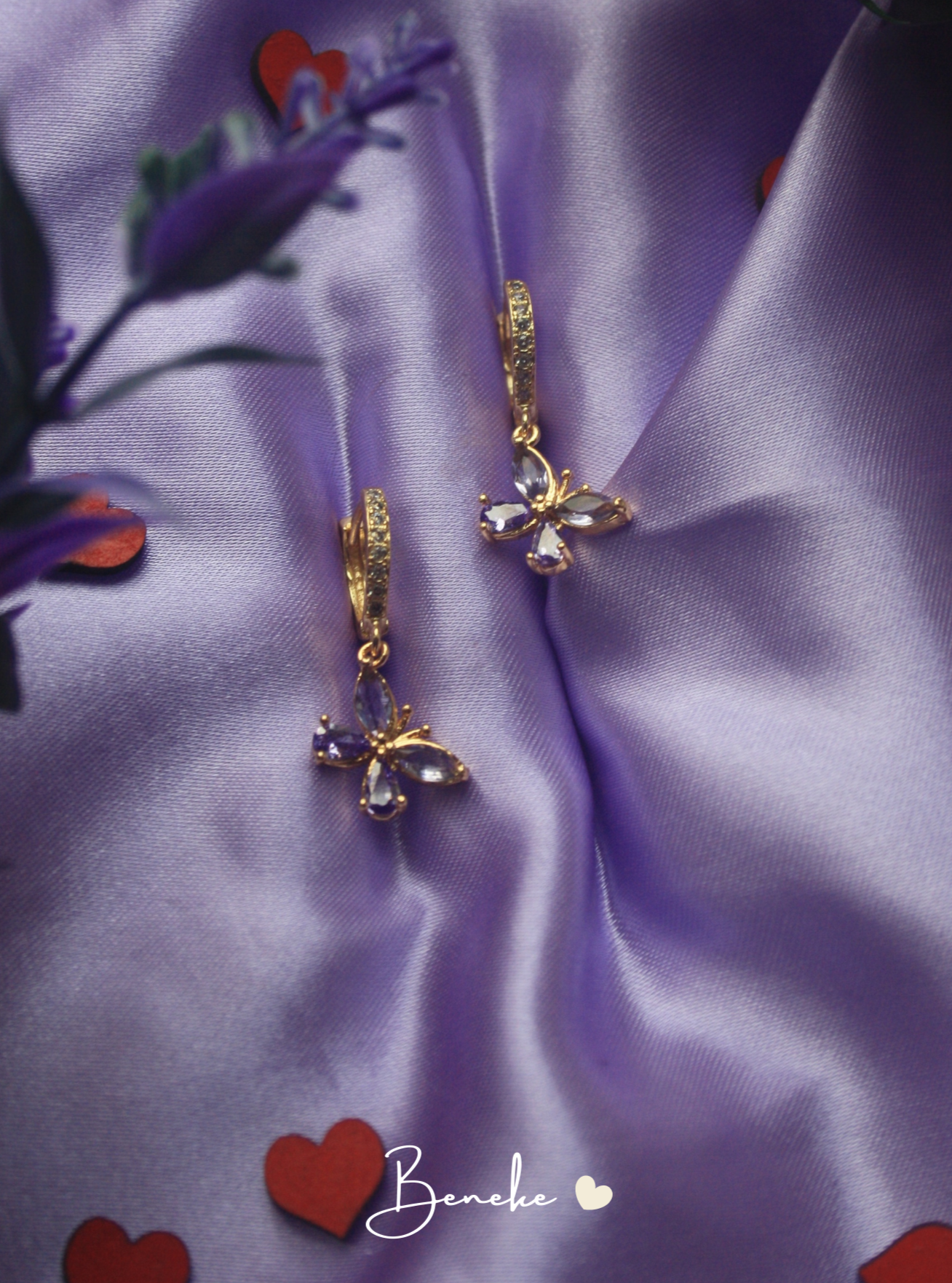 Eleanor Purple Huggie Earrings